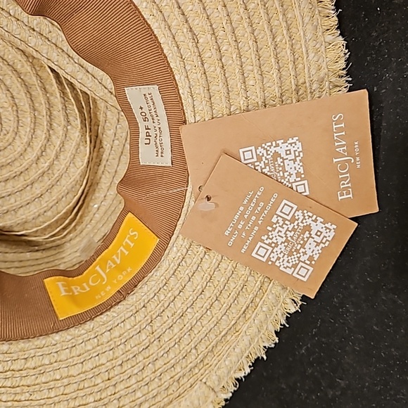 💕ERIC JAVITS💕 Fringe PInch Packable Fedora Squishee Straw Hat ~ Flax Mix NWT - Picture 15 of 16